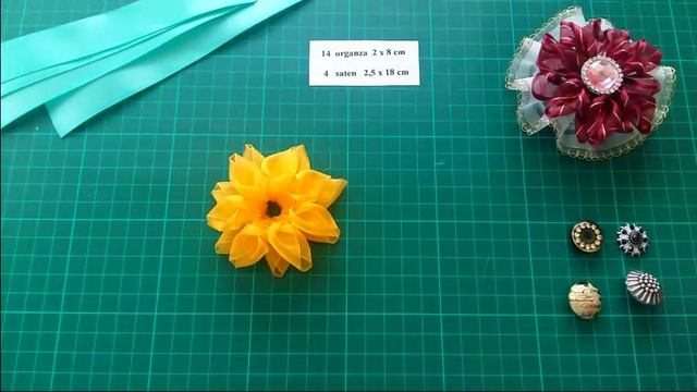 *DIY* БАНТ КАНЗАШИ ПОДСОЛНУХ, ПРОСТО,МК/ ARCO GIRASOL DE ORGANZA