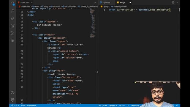 Javascript Tutorial - Making an Expense Tracker - HTML, CSS and Javascript (Level - Intermediate) смотреть онлайн