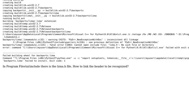 fatal error C1083: Cannot open include file: 'lzma.h': No such file or directory смотреть онлайн