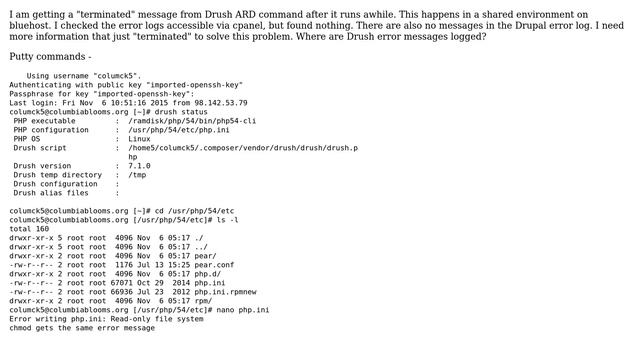Drupal: Location of Drush Error log смотреть онлайн