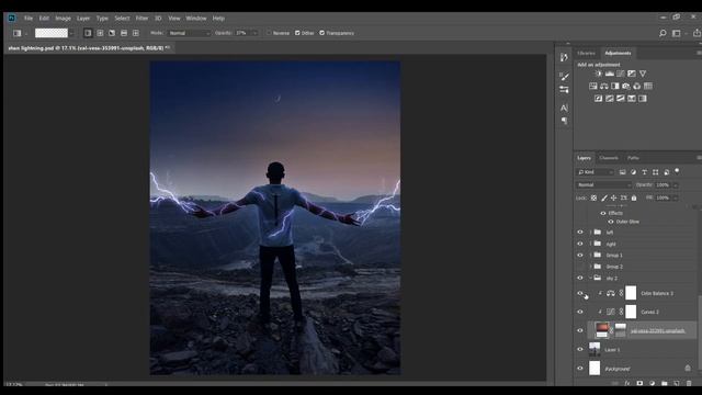 How to create Lightning Effect manipulation in Photoshop смотреть онлайн
