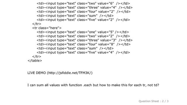 HTML : Sum TD in one TR смотреть онлайн