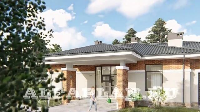 Проект дома W022b - Одноэтажный дом с гаражом смотреть онлайн