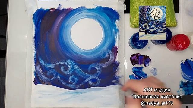 Рисуем метель. Рисунок гуашью. смотреть онлайн