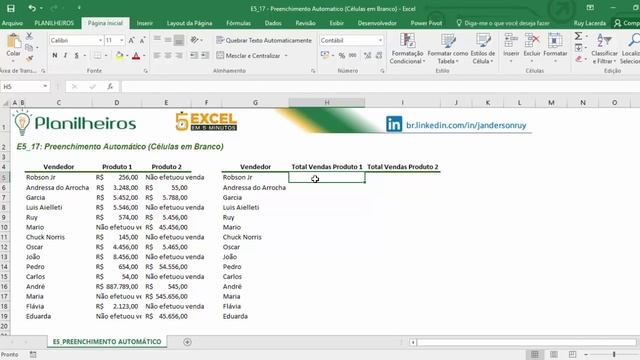 EXCEL em 5 Minutos - Preenchimento Automático (Células em Branco) смотреть онлайн