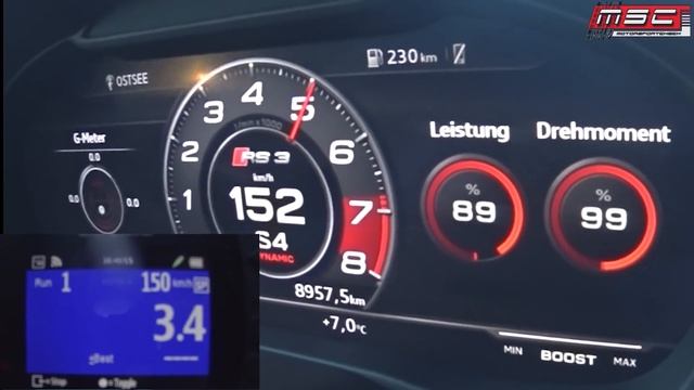 Audi RS3 8V Stage 1 480 Hp 311 Km/h 0-100 100-200 | Motorsportcheckde