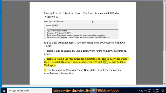 Fix .NET Runtime Error 1026, Exception code c00000fd on Windows 10/8/7 смотреть онлайн