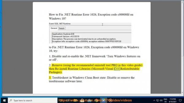 Fix .NET Runtime Error 1026, Exception code c00000fd on Windows 10/8/7