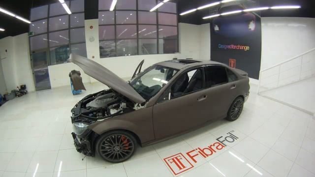 Fibrafoil. Chocolate Brown Mercedes C63 AMG. Timelapse