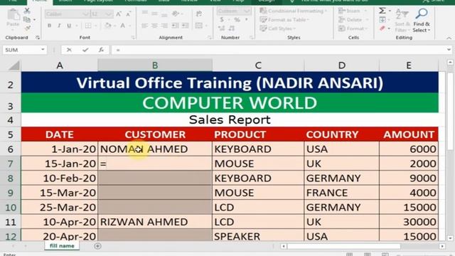 Show Above Customer Name in Below Blank Cells in Excel смотреть онлайн