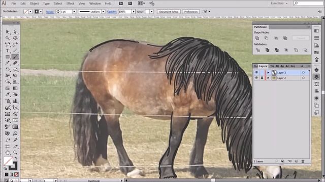 Vector sketch of horse. смотреть онлайн