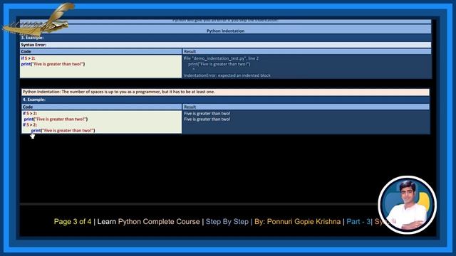 Learn Python Complete Course | Step By Step | Syntax | By: Ponnuri Gopie Krishna | Part - 3 смотреть онлайн