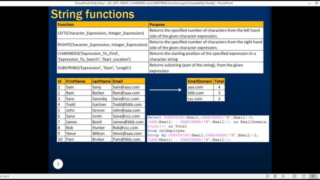 LEFT, RIGHT, CHARINDEX and SUBSTRING functions in arabic смотреть онлайн