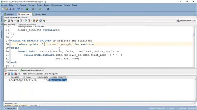 Tutorial PLSQL: Triggers del DML смотреть онлайн
