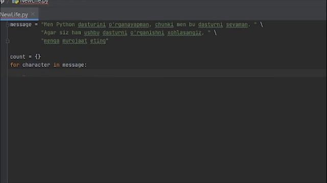 Pythonda matndagi belgilar sonini aniqlash(dictionary, setdefault) смотреть онлайн