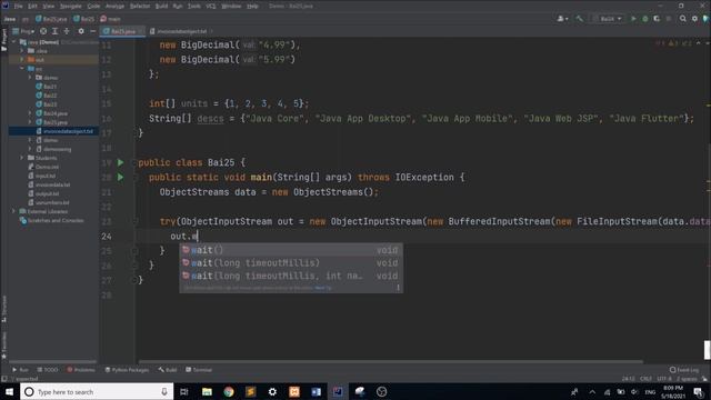 Java-C2005L: Bài 35. Object Stream смотреть онлайн