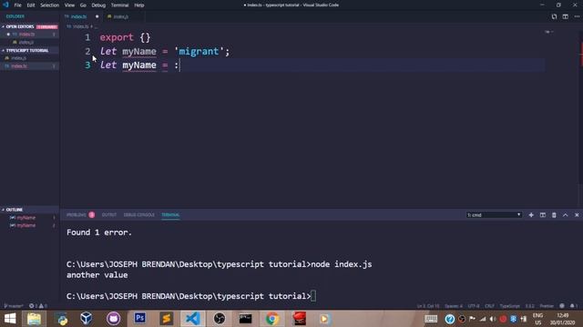 Typescript Tutorial - 4 - Variable Declaration смотреть онлайн