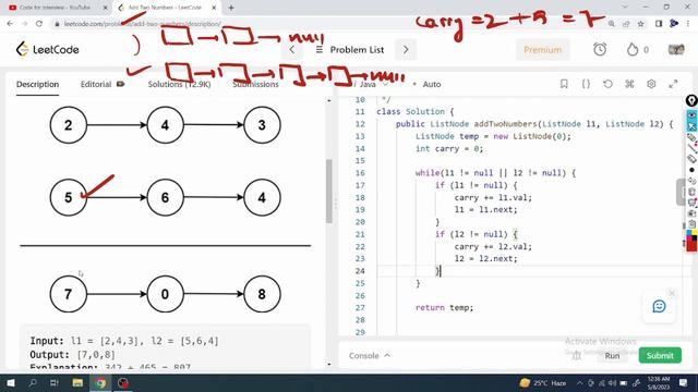 LeetCode Problem: 2. Add Two Numbers | Java Solution смотреть онлайн