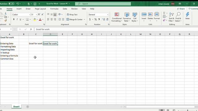 Excel for Work Lesson #1 Excel 2020 06 09 20 34 16 смотреть онлайн