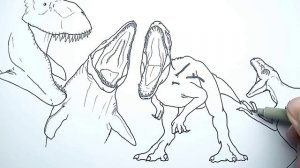 Indominus vs Mosasaurus vs Trex vs Blue Drawing | Jurassic World best moment