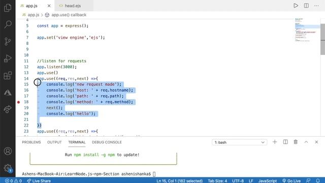 NodeJS Using Third-party Middleware with Express - morgan - NodeJS tutorial смотреть онлайн