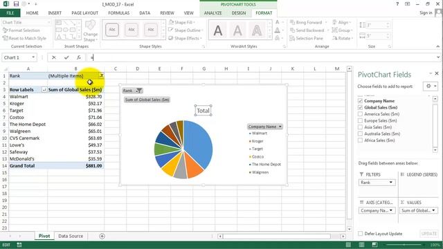Excel 2013: Pivot Charts to show top 10 or top 20 results смотреть онлайн