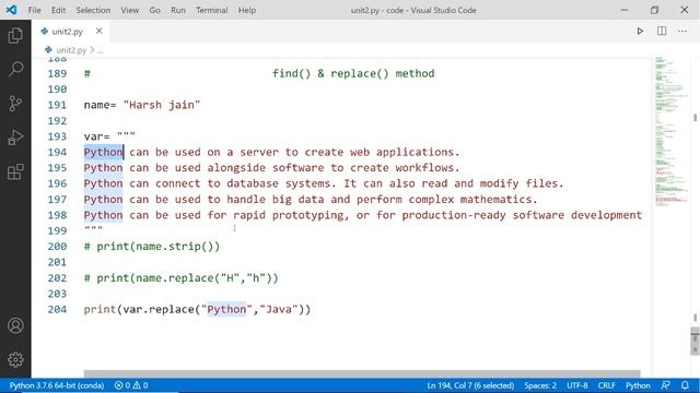 Find and Replace Method in Python ?? |#30 Python Training in Hindi | Python Tutorial for Beginners смотреть онлайн