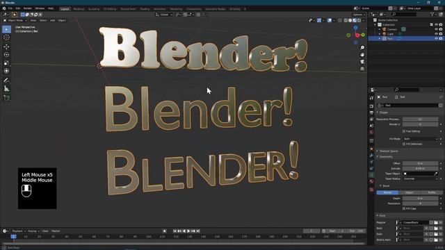 Blender text, add, edit change font, Bold, Italic, extrude смотреть онлайн