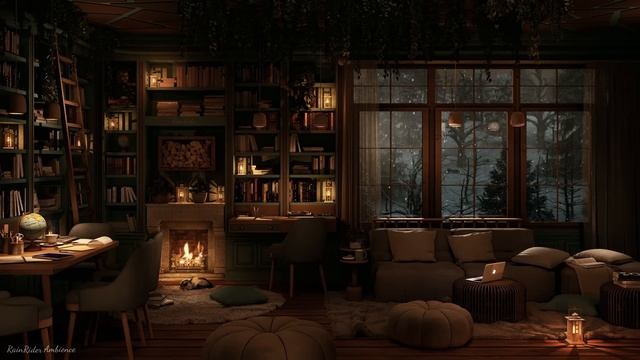 Library Ambience ASMR ? Library Sounds For Studying | Crackling Fireplace Sounds Page Turning & Mor смотреть онлайн