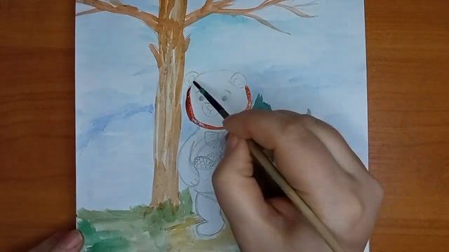 Мишка косолапый по лесу идёт. Coloring sunny bunny clubfoot goes through the forest. Watercolour смотреть онлайн