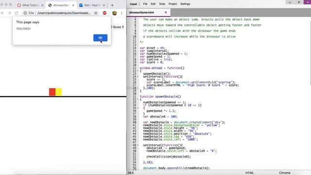 Part 4 - Scoring (Chrome Dinosaur Game JavaScript Tutorial) смотреть онлайн