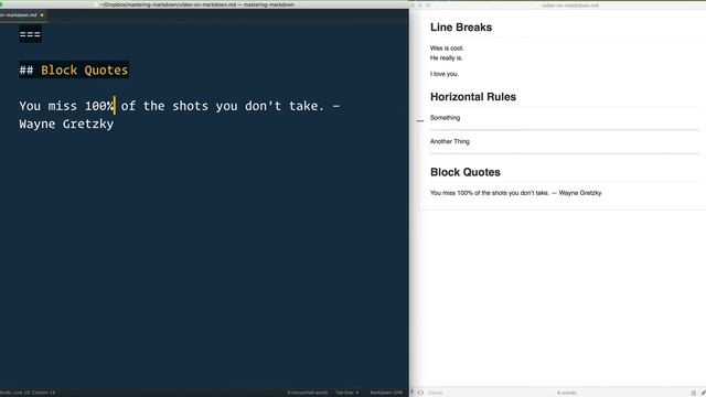 #7 — Line Breaks, Horizontal Rules and Blockquotes — Mastering Markdown смотреть онлайн