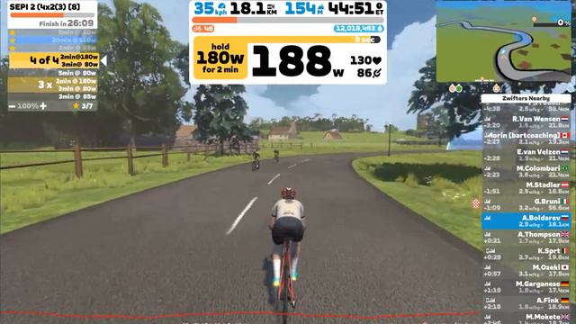 28 декабря 2023 года. ZWIFT. Интервалы на уровне VO2Max смотреть онлайн
