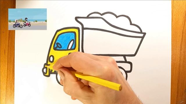 Как нарисовать машину грузовик / Раскраска Грузовик / Раскраска малышам. смотреть онлайн