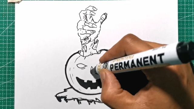 How to Draw a Zombie Hand Coming Out of Halloween Pumpkin смотреть онлайн