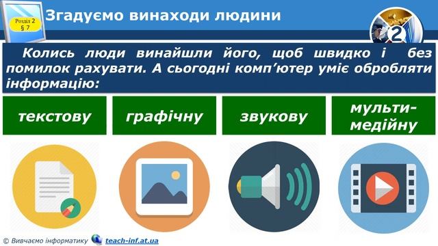2 клас. Урок інформатики №7. Комп’ютерна техніка, як засіб здійснення дій з інформацією смотреть онлайн