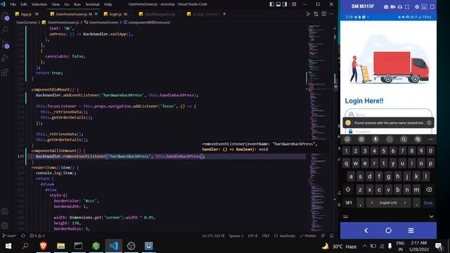 Stop going back from home screen to login screen in React Native || Handle goBack() || BackHandler смотреть онлайн