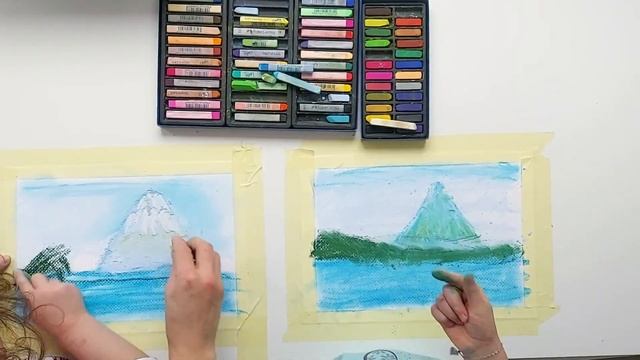 Рисовать пейзаж это просто! Рисуем весну. Горы, море, лес, ветка сакуры смотреть онлайн