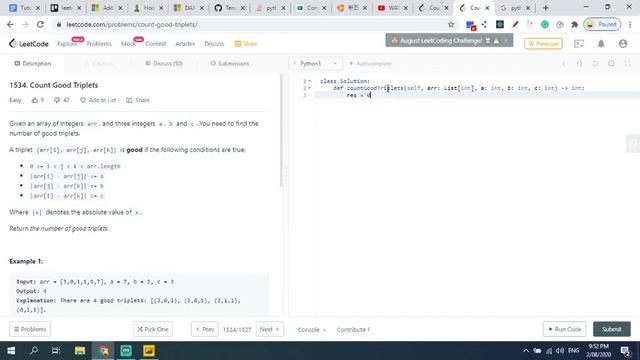 My Python solution for Leetcode1534. Count Good Triplets смотреть онлайн