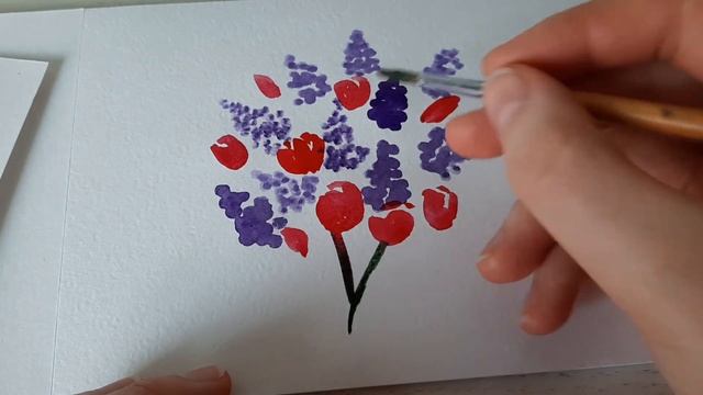 Акварель для начинающих. Как нарисовать букет весенних цветов для открытки смотреть онлайн