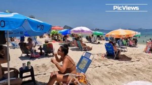 Крутой пляж в Бразилии - Копакабана. Рио-Де-Жанейро, Бразилия сегодня 25 ноября 2023. Погода девушки