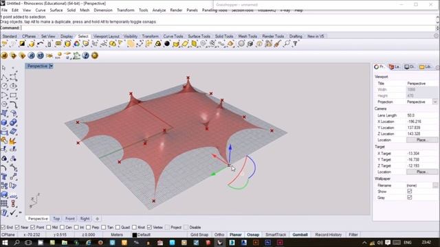 Grasshopper + Kangaroo Tensile Membrane Structure