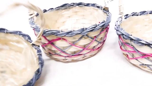 Набор корзин (из 3шт) плетеных (ива) Круг d=29см/h=12/35см смотреть онлайн