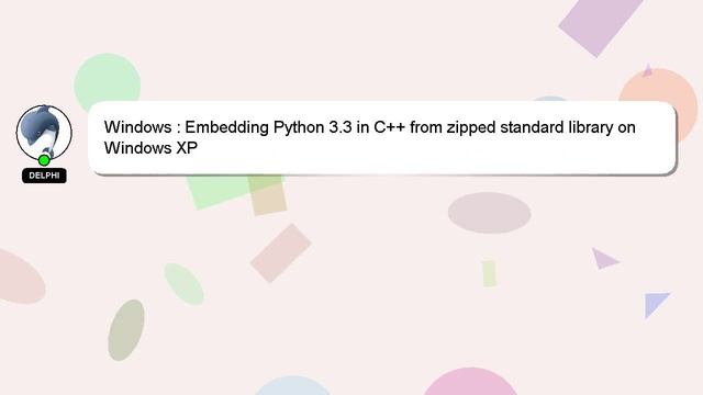 Windows : Embedding Python 3.3 in C++ from zipped standard library on Windows XP смотреть онлайн