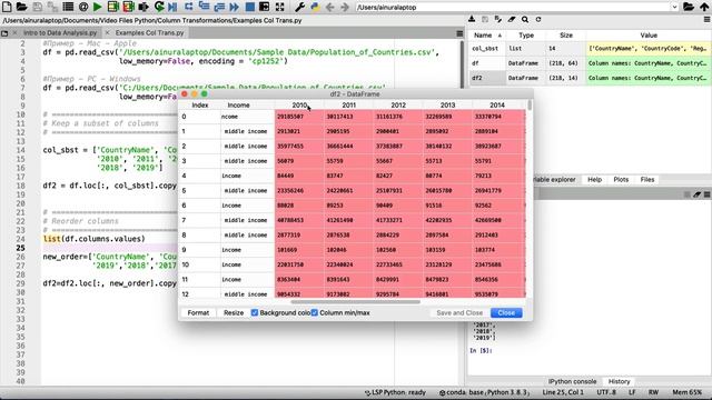 Как изменить порядок столбцов файла в Python Pandas Dataframe? смотреть онлайн