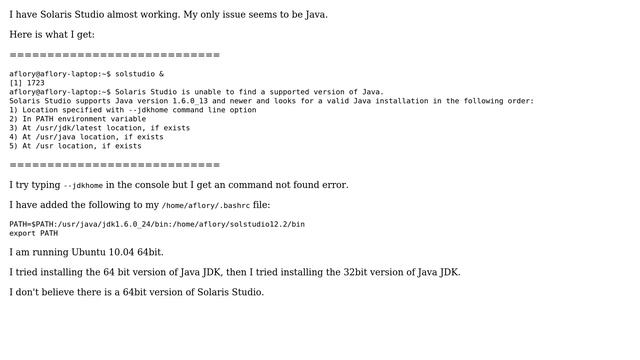Ubuntu: Java installation for Solaris Studio 12.2 смотреть онлайн