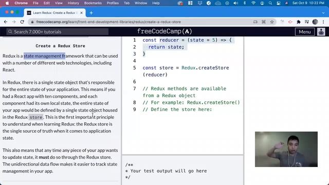 Create a Redux Store (Front End Development Libraries) freeCodeCamp tutorial смотреть онлайн
