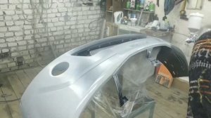 Все этапы покраски бампера автомобиля.