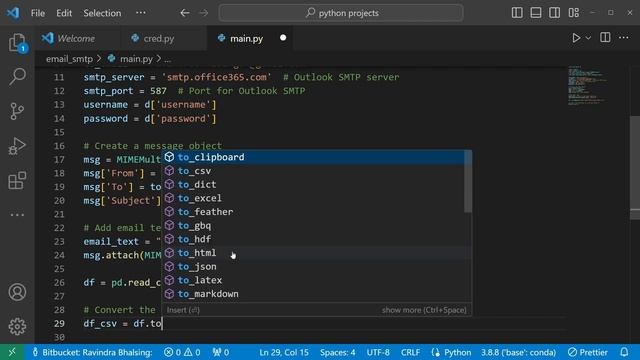 Python Project - Send Dataframe As a Attachment to the mail using SMTP. смотреть онлайн
