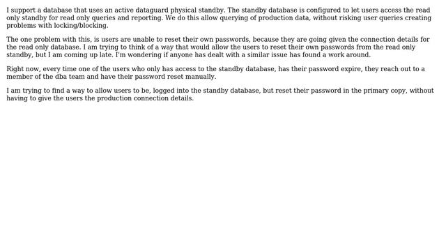 Databases: Oracle Active Dataguard and User passwords смотреть онлайн